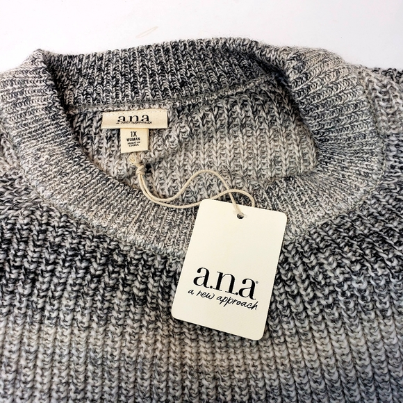 Host Pick 🏆 A.N.A. Black and White Stripe Crew Neck Plus Size Sweater 1X - Picture 2 of 7